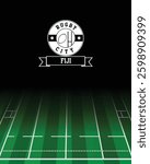 Fiji Concept for Rugby City white Stamp with Green Field Background, abstract illustration image
