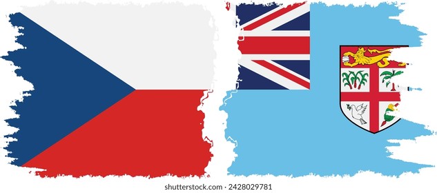 Fiyi y checo grunge banderas de conexión, vector