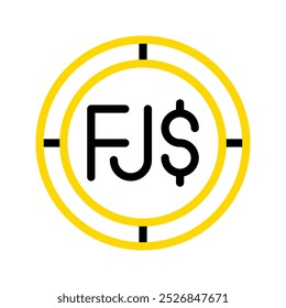 Fiji dollar currency icon. financial coin symbol with modern color outline style. editable stroke illustration.