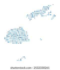 Fiji Dot Map. Country Digital Style Shape. Fiji vector image. Country shape blue circular dots. Modern vector illustration.