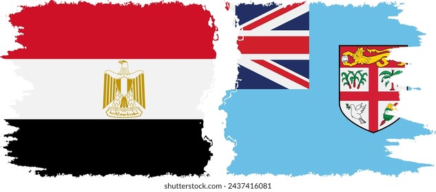 Fiji and Egypt grunge flags connection, vector