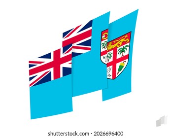 Bandera de Fiyi en un diseño abstracto arrancado. Diseño moderno de la bandera de Fiji. Icono del vector.