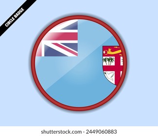 Insignia del círculo de la bandera de Fiji, diseño del Vector, emblema oval de Fiji, signo redondeado con reflexión, patriotismo y concepto de comercio, logotipo con la bandera del país
