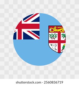 Fiji flag - circle vector flag isolated on checkerboard transparent background