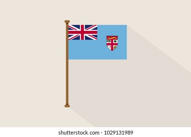Fiji flag with flagpole,vector illustration