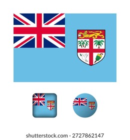 Fiji Flag Flat Icons Collection