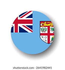 Fiji flag - flat vector circle icon or badge with dropped shadow.