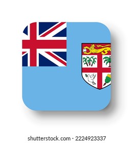 Fiji flag - flat vector square with rounded corners and dropped shadow.
