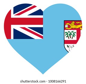 fiji flag in heart vector illustration sign. Flag of fiji in the shape of Heart with contrasting contour, symbol of love for his country or valentine day, patriotism.