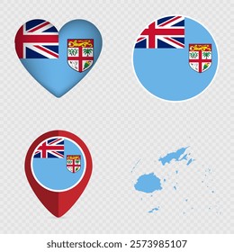 Fiji Flag Icons Pack. Vector illustration.