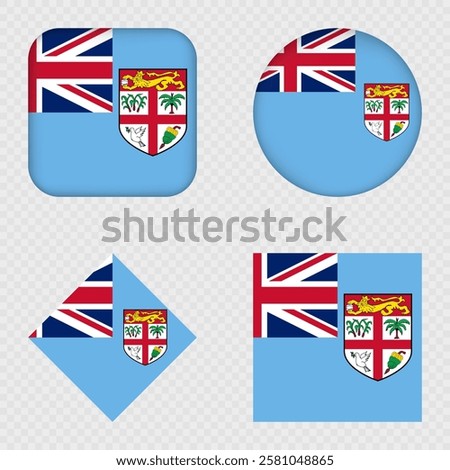 Fiji Flag Icons Pack. Vector illustration.