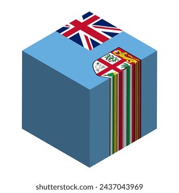 Fiji flag - isometric 3D cube isolated on white background. Vector object.