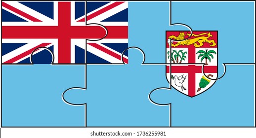 Fiji Flag Jigsaw Puzzle. Vector illustration. 6 pieces of puzzles. Simple puzzles for kids