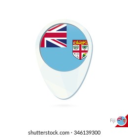 Fiji flag location map pin icon on white background. Vector Illustration.