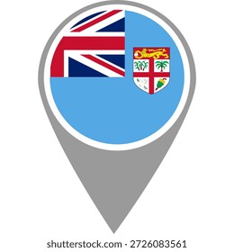 Fiji flag location pin, Fiji flag on location pin, Fiji map pointer in high quality