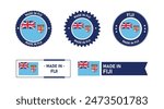 Fiji flag, Made in Fiji. Tag, Seal, Stamp, Flag, Icon vector