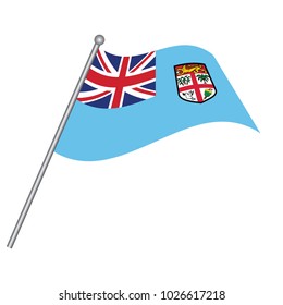 Fiji Flag with Metal Pole. Vector illustration.
