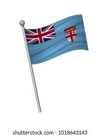 Fiji flag on the flagpole. Official colors and proportion correctly. waving of Fiji flag on flagpole, vector illustration isolate on white background.