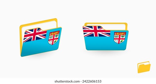 Bandera de Fiji en dos tipos de icono de carpeta. Ilustración vectorial.