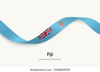 Fiji flag on Waving ribbon. Template for independence day