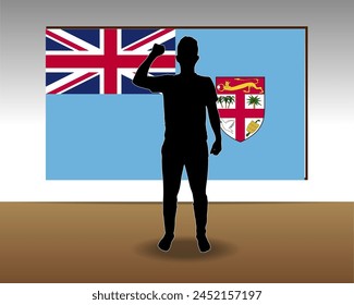 Fiji flag paper texture, single-piece element, vector design, Fiji flag taped on wall, decoration or celebration idea