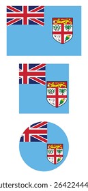 Fiji flag PNG vector. Fiji square and round icon isolated on transparent PNG background. Fiji flag icon.