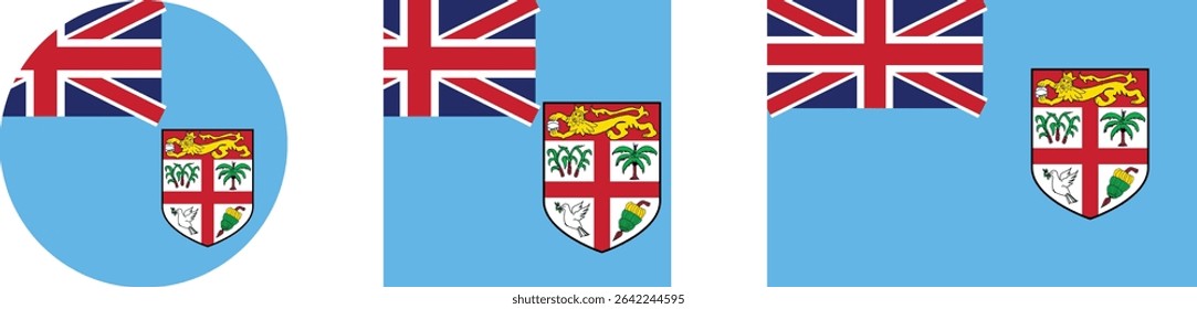 Fiji flag PNG vector. Fiji square and round icon isolated on transparent PNG background. Fiji flag icon.