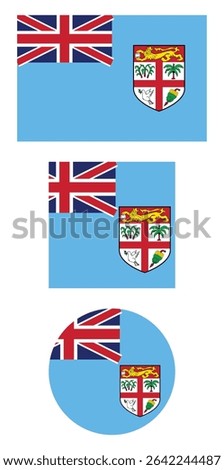 Fiji flag PNG vector. Fiji square and round icon isolated on transparent PNG background. Fiji flag icon.