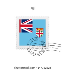 Fiji Flag Postage Stamp on white background. Vector illustration.