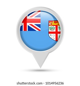 Fiji Flag Round Pin Vector Icon - Illustration