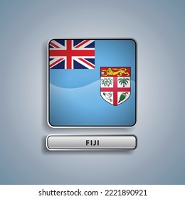 Fiji flag square button vector illustration