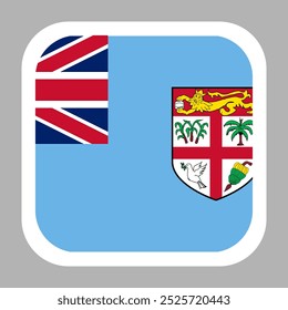 Fiji flag square flat vector with rounded corners and white border, vector illustration