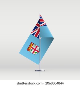 Fiji flag state symbol isolated on background national banner. Greeting card National Independence Day of the republic of Fiji. Illustration banner with realistic state flag.