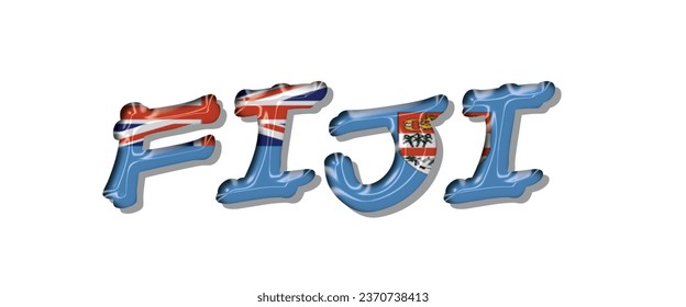 FIJI flag text font, 3D FIJI Font With Flag, 3D vector illustration