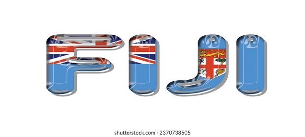 FIJI flag text font, 3D FIJI Font With Flag, 3D vector illustration