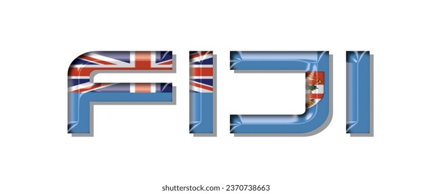 FIJI flag text font, 3D FIJI Font With Flag, 3D vector illustration