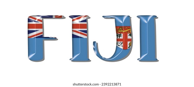 FIJI flag text font, 3D FIJI flag colorful background, FIJI flag vector illustration