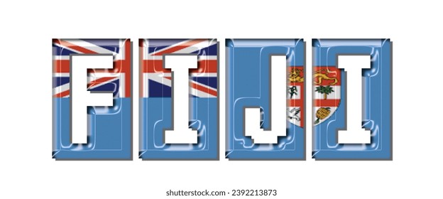 Schriftart des FIJI-Fahnen, bunter Hintergrund der FIJI-Flagge, FIJI-Fahne, Vektorgrafik