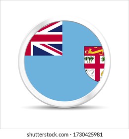 Fiji flag vector in button design. Eps 10 vector illustration.