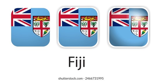 Fiji  flag vector icons set in the shape of rounded square