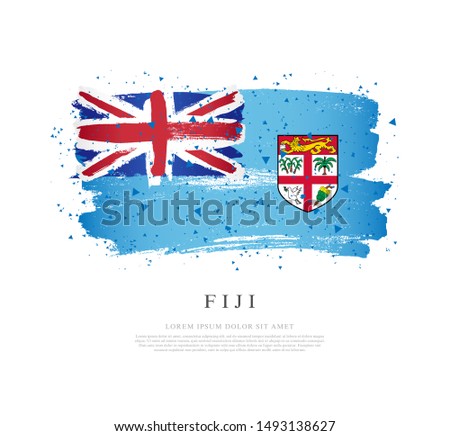 Fiji flag. Vector illustration on a white background. Brush strokes are drawn by hand. Independence Day.