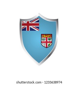 Fiji Flag Vector Shield Icon - Illustration