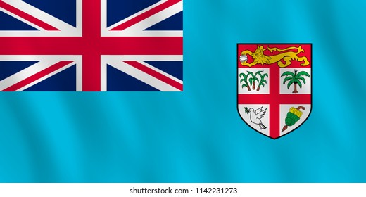 Fiji flag with waving effect, official proportion.