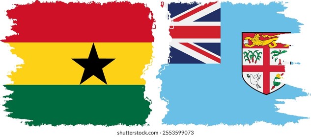 Fiji and Ghana grunge flags connection, vector