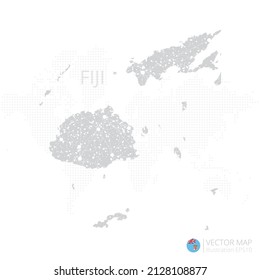 Fiji grey map isolated on white background with abstract mesh line and point scales. Vector illustration eps 10