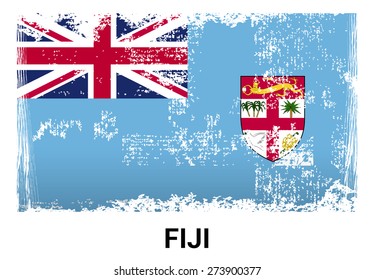 Fiji grunge flag isolated vector in official colors and Proportion Correctly. country's name label in bottom