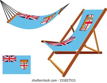 fiji hammock and deck chair set against white background, abstract vector art illustration