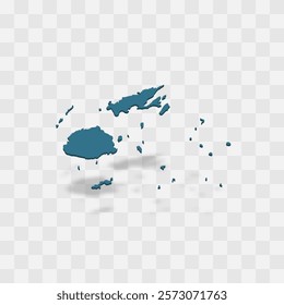 Fiji high detailed vector representation of country silhouette. 3D map on transparent background with dropped shadow. For educational, decorative, or informational use.