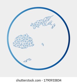 Fiji icon. Network map of the country. Round Fiji sign with gradient ring. Technology, internet, network, telecommunication concept. Vector illustration.