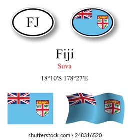 Fiji icons set against white background, abstract vector art illustration, image contains transparency